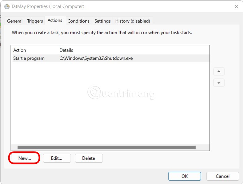 Nhấn vào nút New