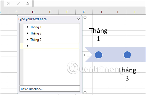 Thêm mốc thời gian Timeline Excel