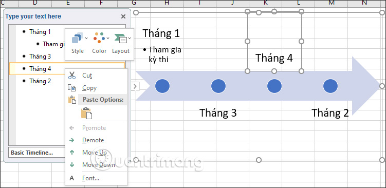 Cách tạo sơ đồ Timeline trong Excel - Ảnh minh hoạ 9