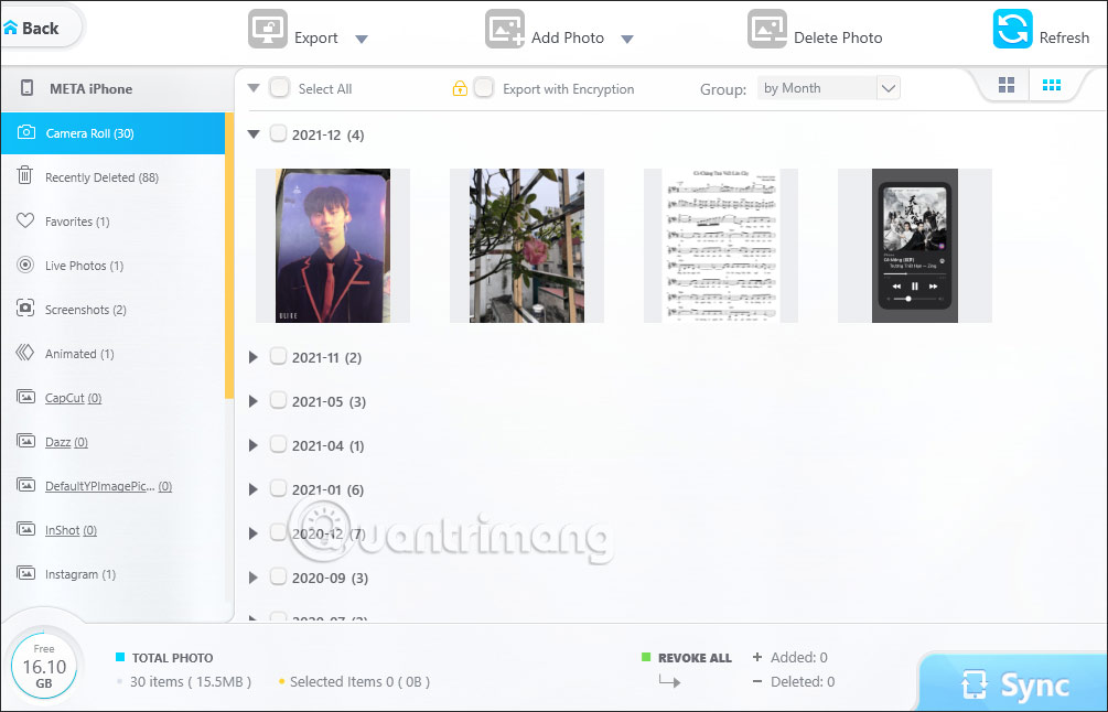Quản lý ảnh trên DearMob iPhone Manager