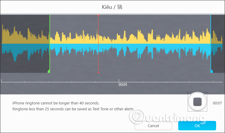 Cắt nhạc chuông iPhone trên DearMob iPhone Manager