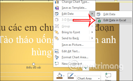Chỉnh dữ liệu Excel trong PowerPoint