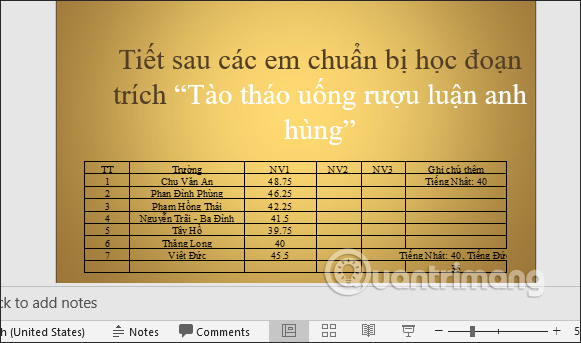 Chèn file Excel trong PowerPoint