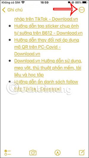Tùy chọn ghi chú iPhone