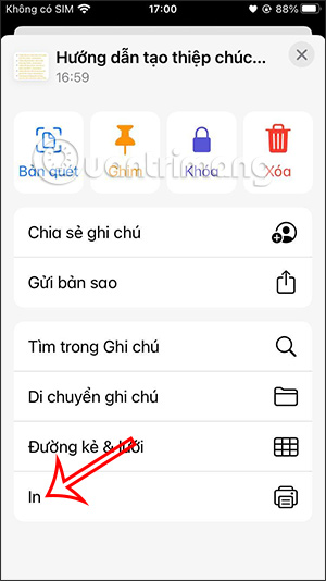 In ghi chú iPhone