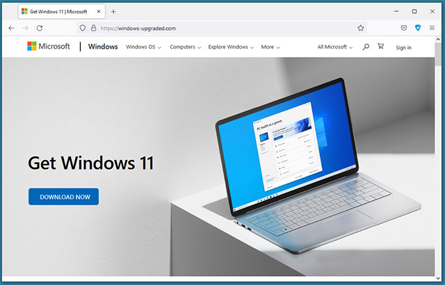 Trang web giả mạo được sử dụng để phát tán phần mềm độc hại