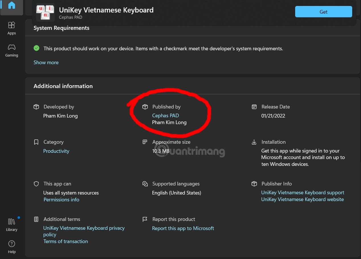 Cẩn trọng với ứng dụng Unikey trên Microsoft Store
