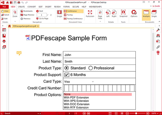 Giao diện PDFescape desktop