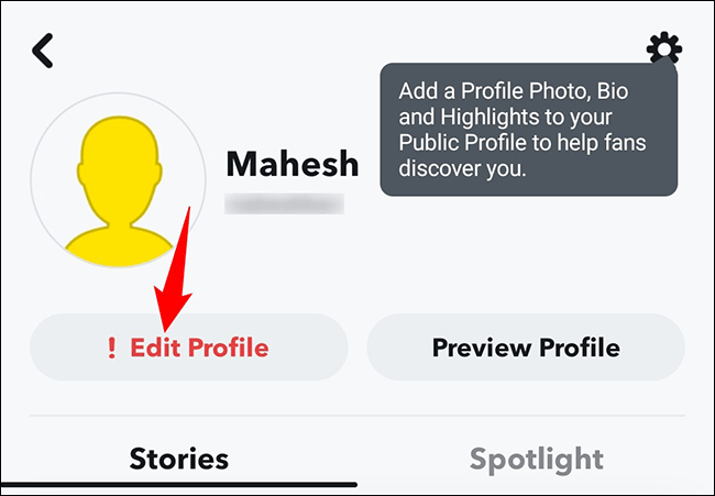 Click on the option “Edit Profile”