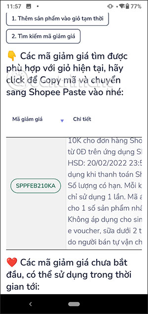 Mã sản phẩm hiện tại