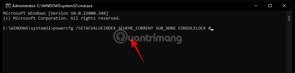 Nhập câu lệnh vào rồi nhấn Enter