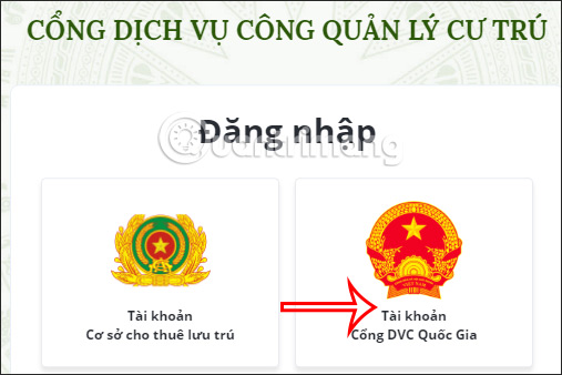 Chọn tài khoản Dịch vụ Công