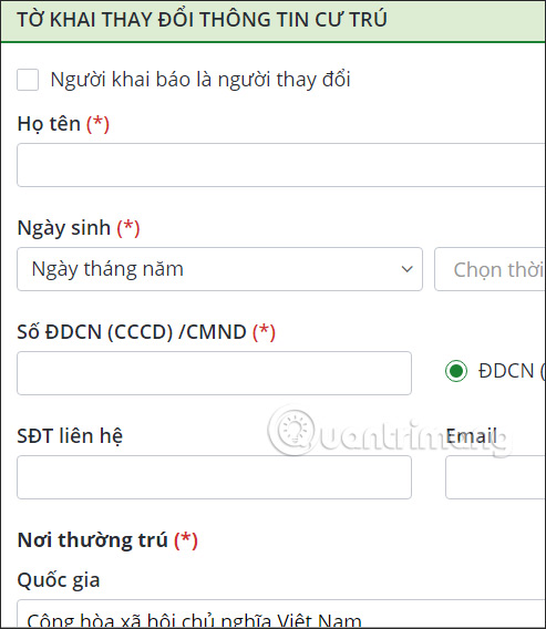 Thông tin xóa đăng ký thường trú