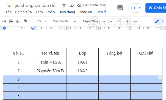 Gộp 2 bảng thành 1