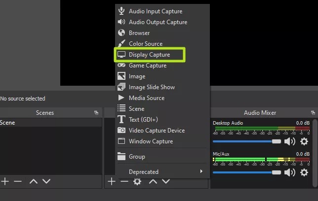 chọn Display Capture