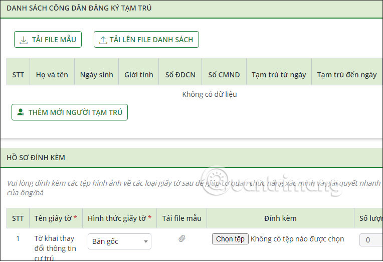 Gia hạn tạm trú theo danh sách