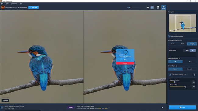 Giao diện Gigapixel AI