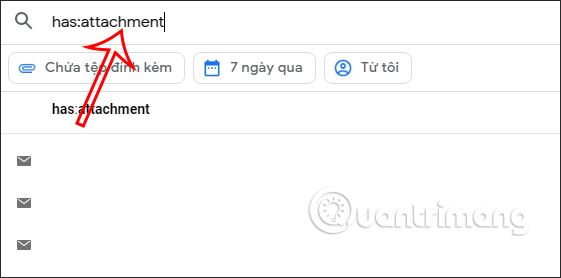 Tìm kiếm email đính kèm tập tin