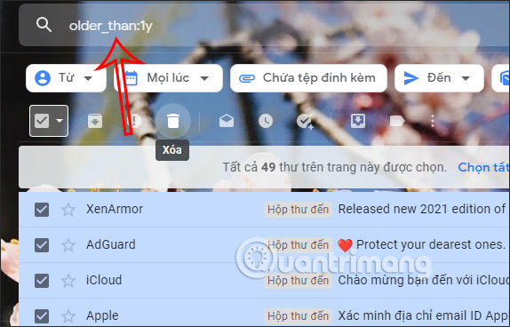 Dọn email Gmail đã lâu 