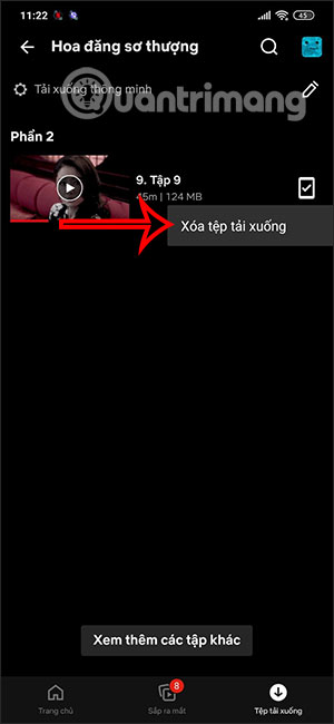 Xóa phim đã tải trên Netflix