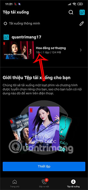 Giao diện tập phim đã tải