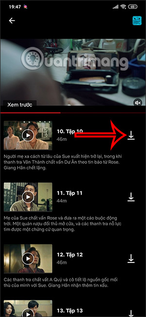 Tải từng tập phim trên Netflix