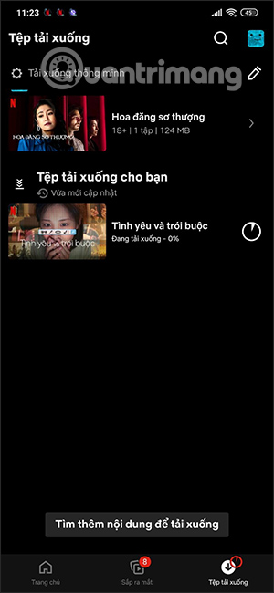 Phim Netflix tự động tải xuống