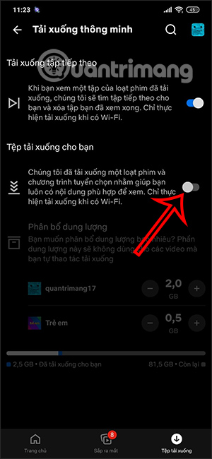 Tắt tự động tải phim Netflix