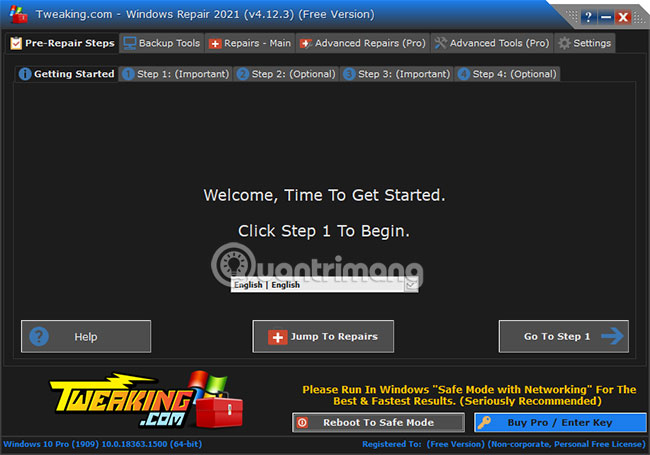 Giao diện Windows Repair