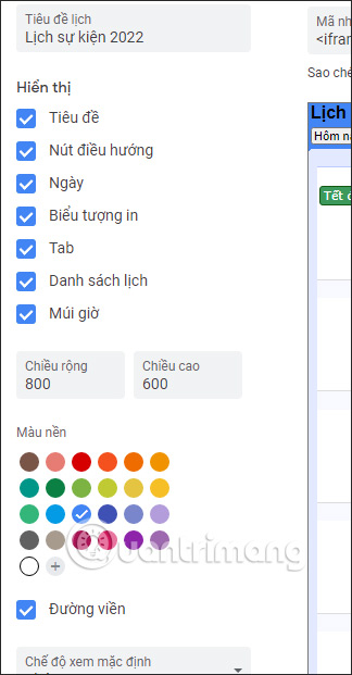 Tùy chỉnh giao diện lịch Google Calendar