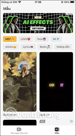 Các mẫu trên VivaVideo