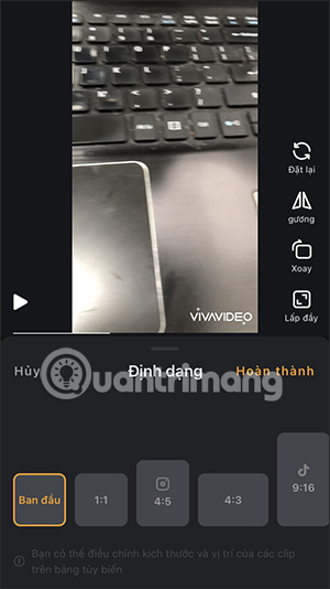 Chỉnh kích thước trên VivaVideo
