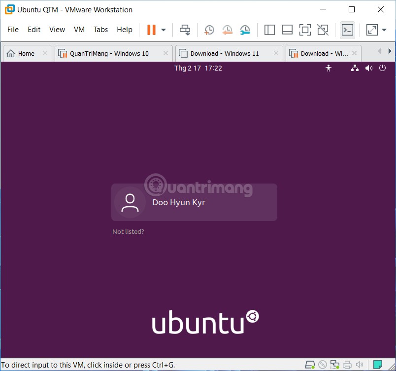 Màn hình đăng nhập Ubuntu