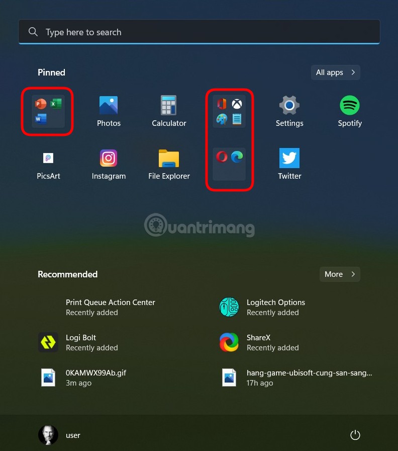 Chi tiết về tính năng nhóm app thành thư mục trong Start menu của Windows 11