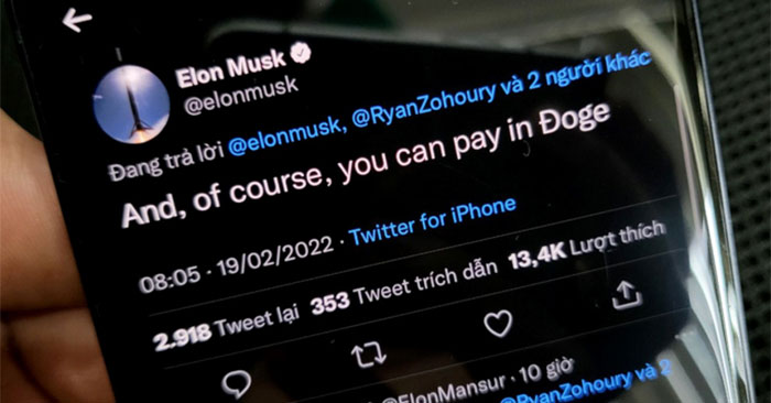 Dòng tweet sử dụng chữ "Đoge" của Elon Musk.