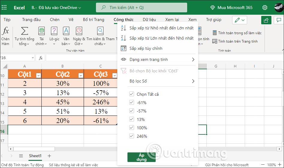 Lịch sử phiên bản trong Excel Online