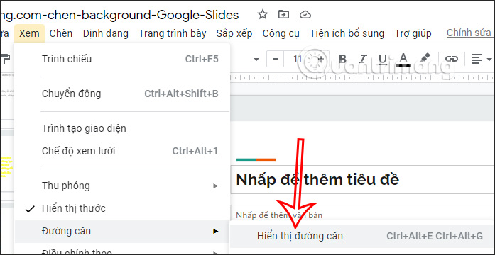 Đường căn trong Google Slides