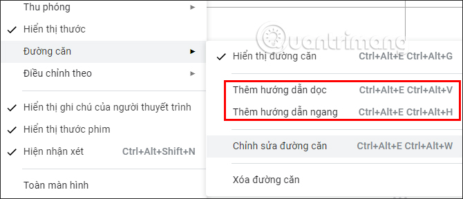 Thêm đường căn trong Google Slides