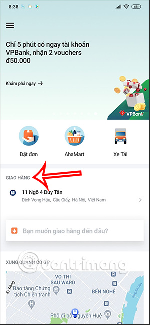 Nhập địa chỉ nhận hàng