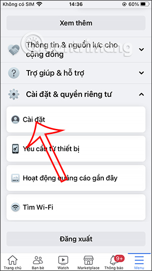 Cài đặt Facebook