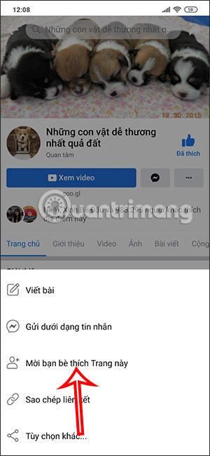 Mời bạn bè thích Fanpage Facebook