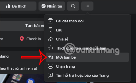 Mời bạn bè thích Fanpage Facebook PC