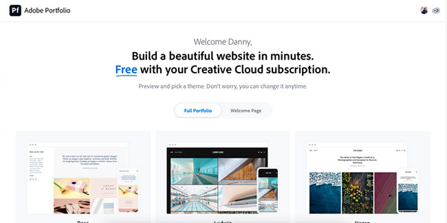 Các giai đoạn đầu của việc xây dựng trang web với Adobe Portfolio