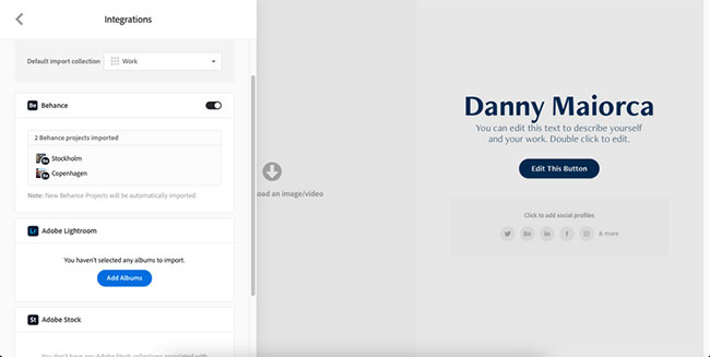 Cách tích hợp các nền tảng Adobe trên Portfolio
