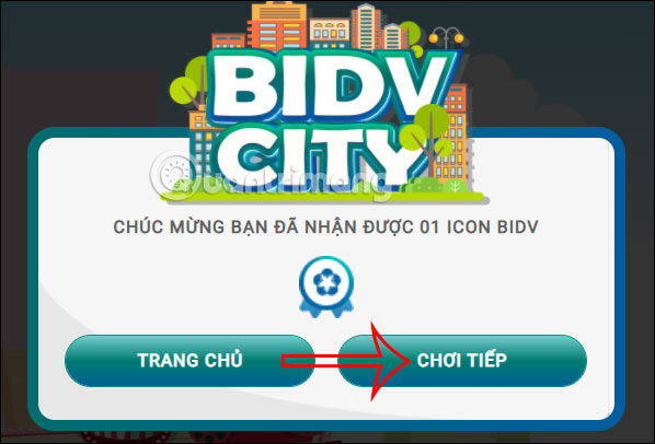 Mất 1 lượt chơi trong BIDV City