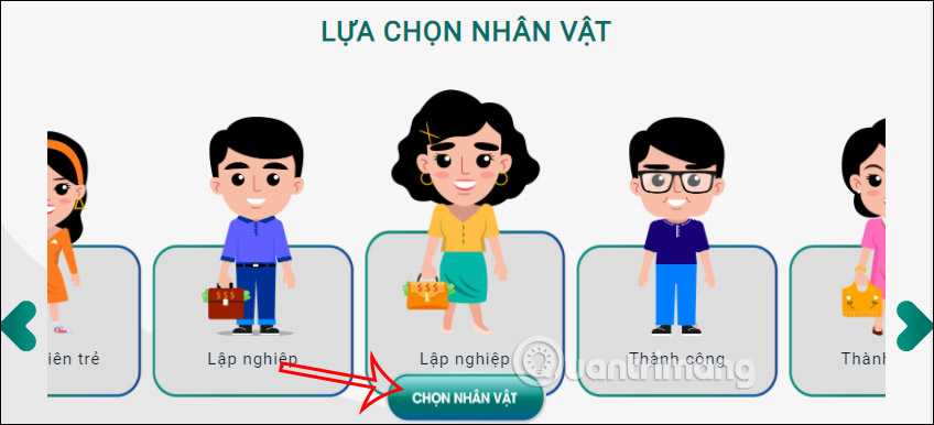 Chọn nhân vật chơi BIDV City