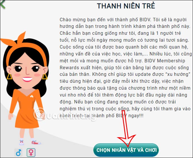 Chọn nhân vật cho BIDV City