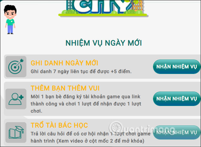 Nhiệm vụ hàng ngày trong BIDV City