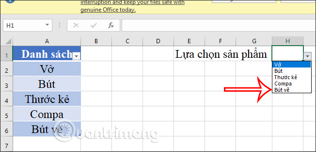 Cách chỉnh sửa danh sách xổ xuống trong Excel - Ảnh minh hoạ 2