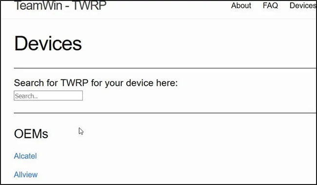 Tải image TWRP ứng với thiết bị